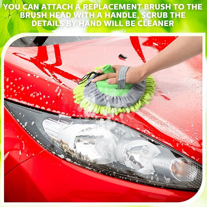 Layhit 5 Pcs Car Wash Mitt Set, Brush Not Included, Microfiber Mitt Cleaning Car Truck Washing Tools Kit RV Pickup Chenille Scratch Replacement (Royal Blue and Green)