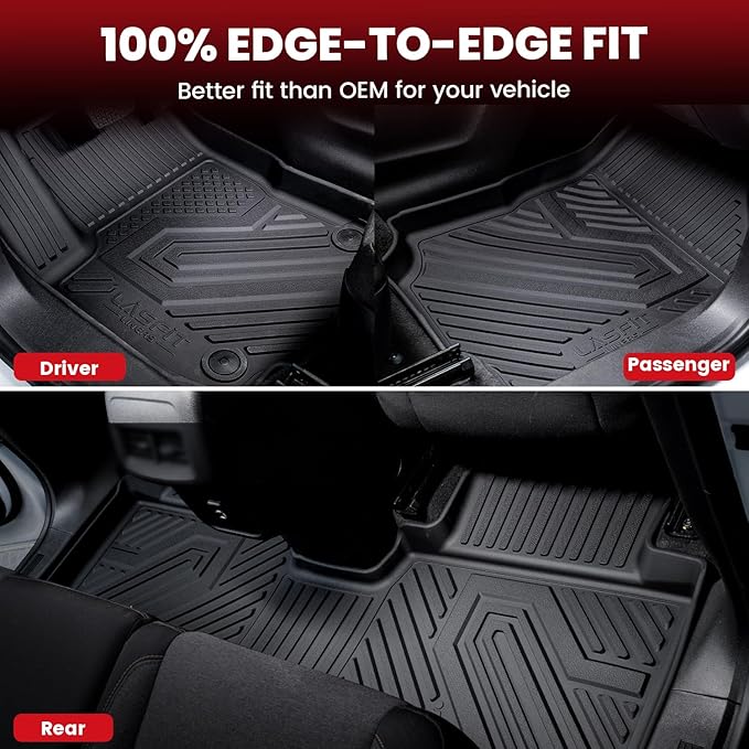 LASFIT Floor Mats for Dodge Charger Daytona 2024 2025 Scat Pack & R/T, All Weather TPE Custom Fit Car Mats Floor Liners 1st & 2nd Row, Black