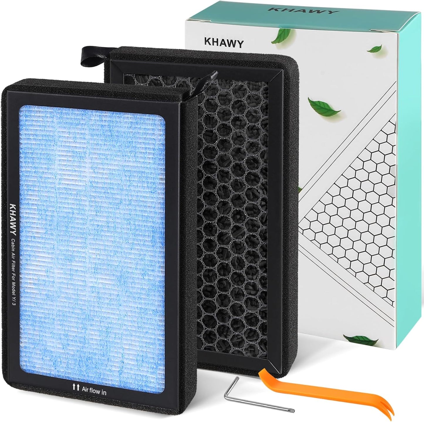 Tesla Model 3 Cabin Air Filter Model Y HEPA Air Intake Replacement 2 Pack with Activated Carbon Tesla Accessories, 2016-2025