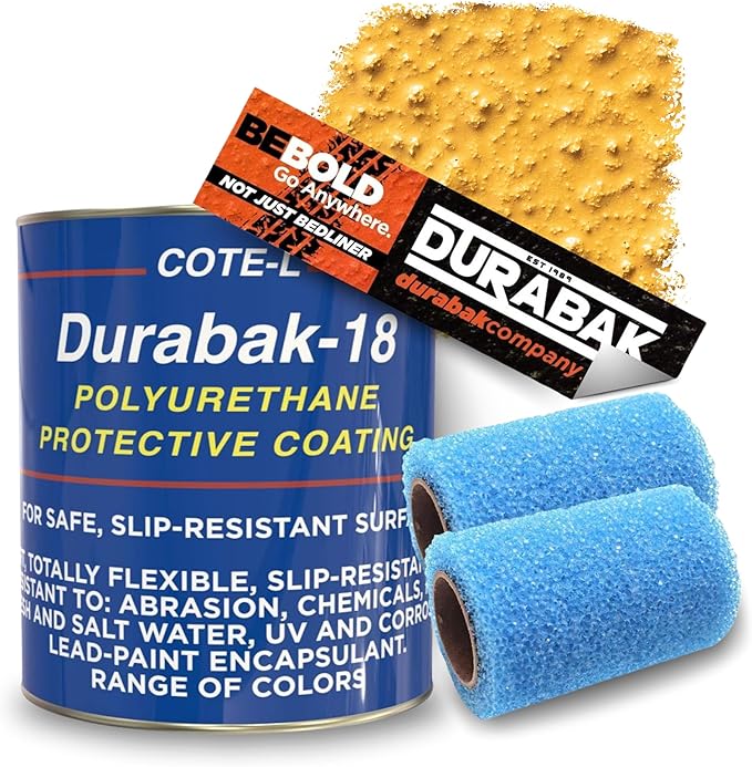 Durabak-18 Textured Truck Bed Liner Gallon KIT - Roll On Coating | DIY Custom Coat for Bedliner and Undercoating, Auto Body, Automotive Rust Proofing, Boat Repair (Gallon, Tan)