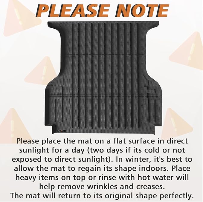 TripleAliners Truck Bed Mat Compatible with 2019-2023 Ford Ranger Accessories 5FT Vehicle Perfectly Flush All Weather Protection TPE Heavy Duty Pickup Car Bed Cargo Mat