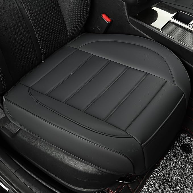 1 Pack Leather Front Car Seat Covers,Bottom Seat Covers for Cars,Driver Car Seat Cushion Cover,Luxury Seat Protectors,Waterproof,Full Wrap,for Most Vehicles,Sedan,Truck,SUV(Black)