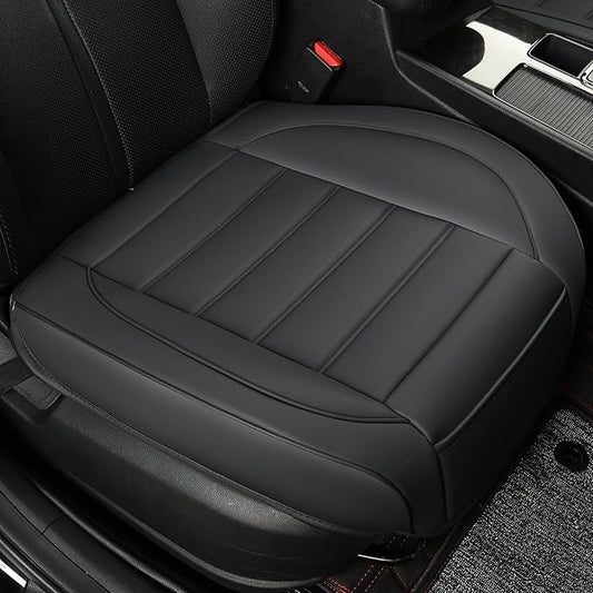 1 Pack Leather Front Car Seat Covers,Bottom Seat Covers for Cars,Driver Car Seat Cushion Cover,Luxury Seat Protectors,Waterproof,Full Wrap,for Most Vehicles,Sedan,Truck,SUV(Black)