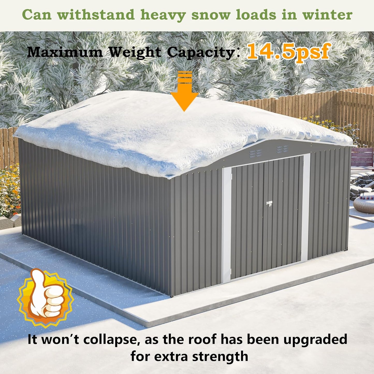 Outdoor Storage Shed, 12 X 14ft Metal Galvanized Steel Garden Shed with Floor Frame, Utility Tool Shed Storage House with Window for Backyard, Patio, Lawn