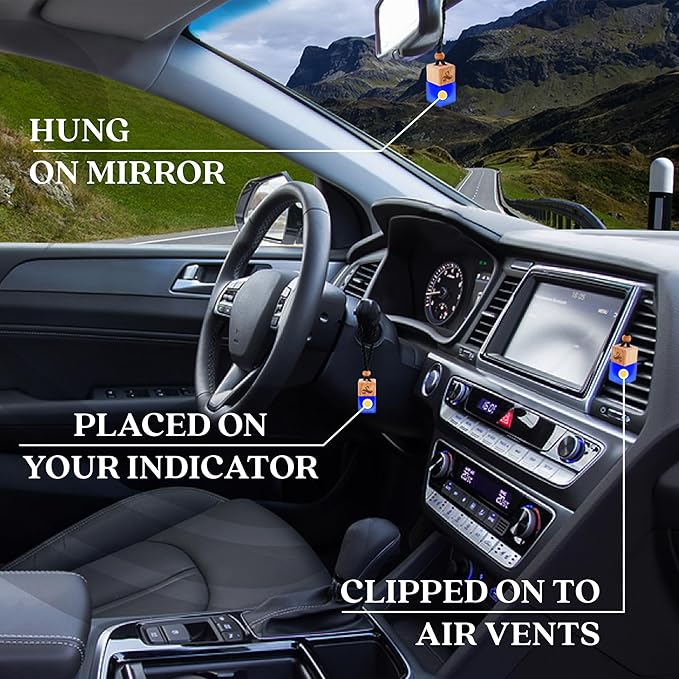 Solvère Car Air Freshener for Men | Perfume Style Freshener with Solvère Fragrance | Strong Freshener with Odour Eliminating Technology with Vent Clip | Car Air Freshener by Perfa