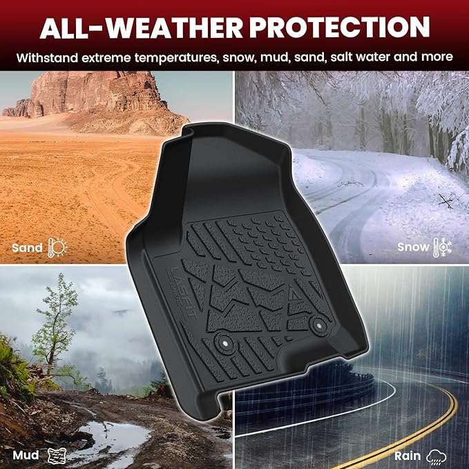 LASFIT Floor Mats 2019-2026 for Chevrolet Silverado/GMC Sierra 1500, 2020-2026 2500HD 3500HD, Only Without Rear Underseat Storage Box, Only Bucket Seat/Crew Cab (Not for Regular/Double Cab)