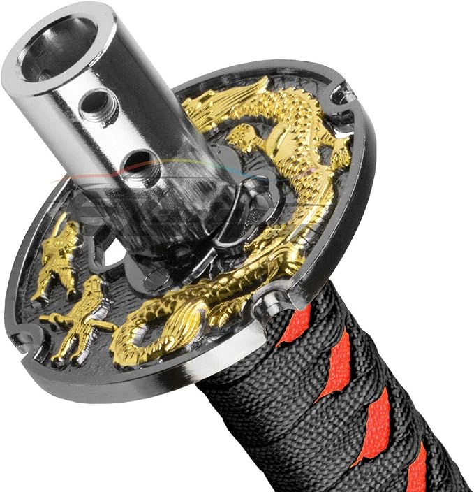 EZAUTOWRAP 26cm Black Red Shift Knob Samurai Sword Alloy Katana with Adapter Universal