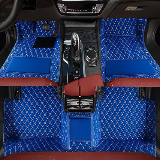 Custom car Floor mats Suitable for 99% car Truck SUV,car mats All Weather Personalized,Full Coverage Luxury Car Mats, Anti-Slip Leather Floor mats. (Blue)