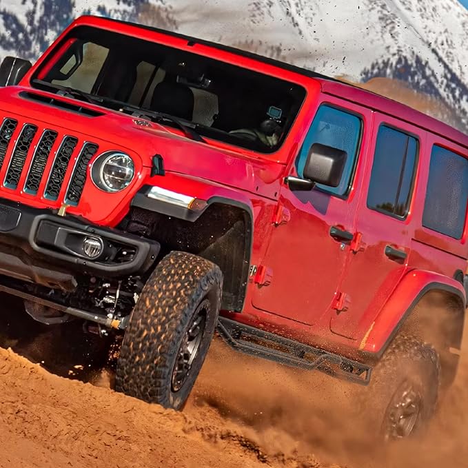 Running Boards Fit for Wrangler JL JL JLU Unlimited 2018-2026,Two-Stairs 5 Inches Width Off-Road Side Steps 4 Doors Heavy-Duty Nerf Bars Steel Rock Sliders Rail Slip-Proof Step Bars