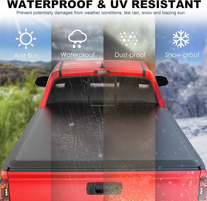 MOSTPLUS Roll-Up Soft Vinyl Truck Bed Tonneau Cover Compatible with 2016-2023 Toyota Tacoma Standard Short Model On Top Fleetside Cargo Bed 6 FT