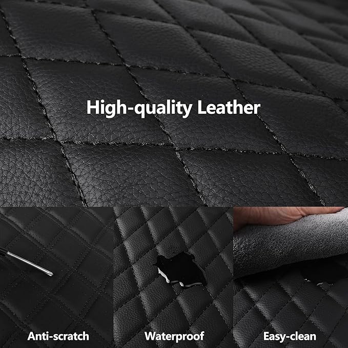 Car Seat Cover,Breathable and Waterproof Leather Seat Covers,Luxury PU Universal Fit Automotive Airbag Compatible for Cars Sedans SUV and Trucks(2 Pieces,Front Seat,Black,N1)