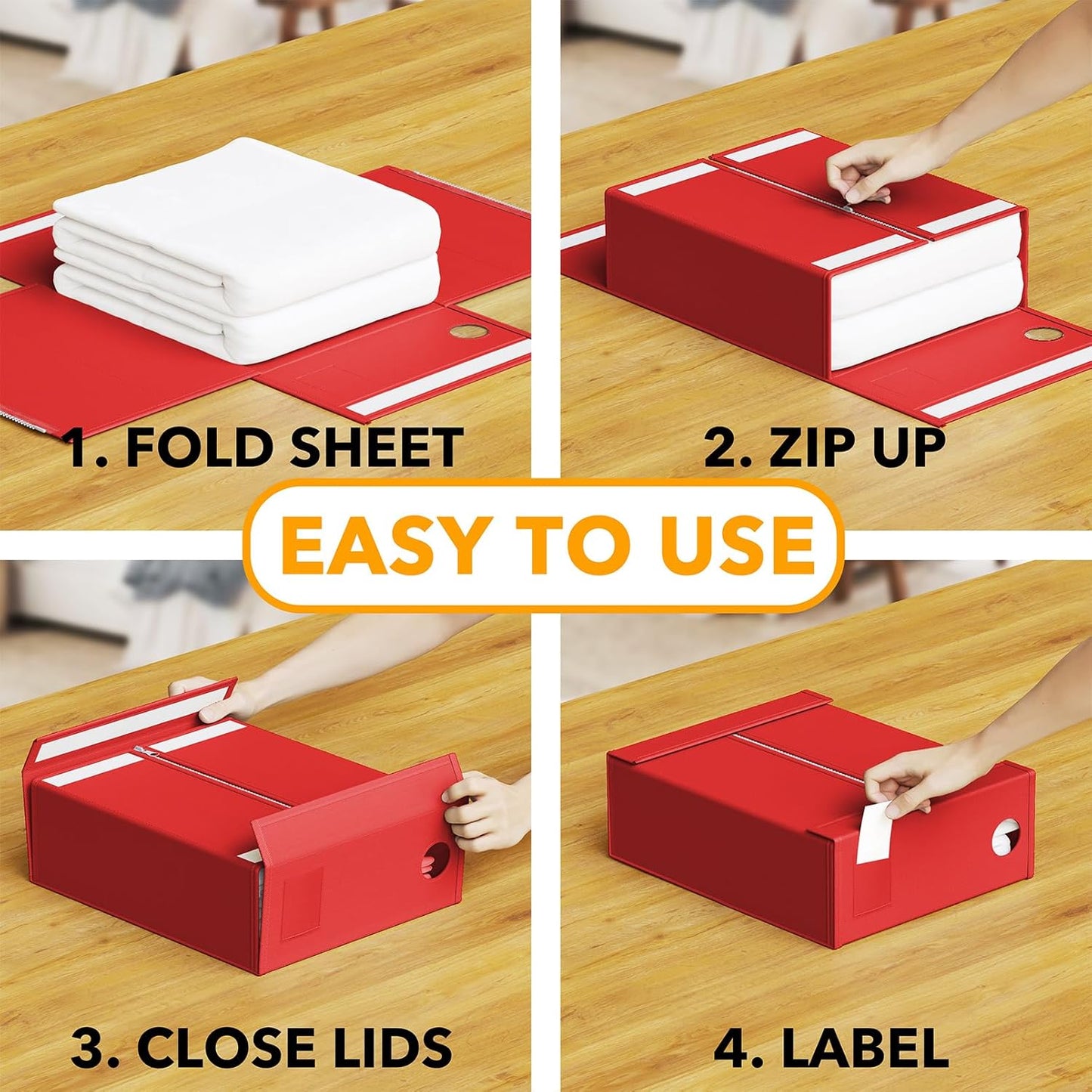 SpaceAid 9 Pack Bed Sheet Organizers and Storage, Foldable Sheet Organizer with Window for Linen Closet, Set Folder Keeper for Queen & King Size Bedding Storage (Red)