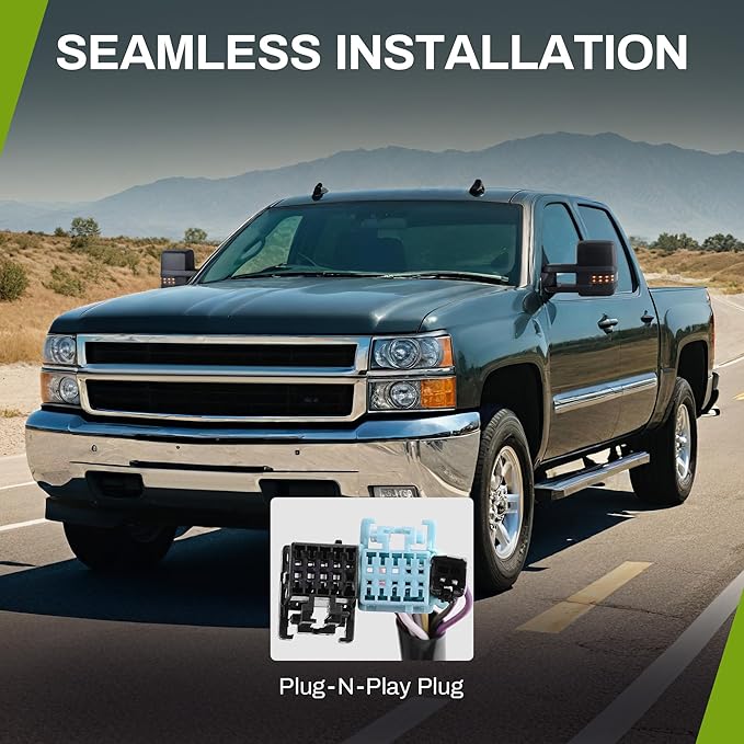 AUTOSAVER88 Towing Mirrors Compatible with 2003-2006 Chevy Silverado Tahoe Suburban Avalanche GMC Sierra Yukon Cadillac Escalade Power Heated LED Turn Signal Manual Telescoping Folding Clearance Light