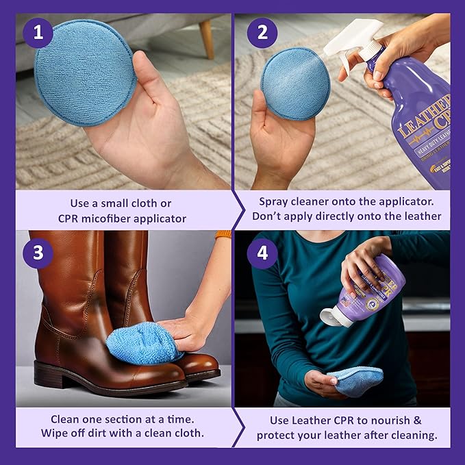 Leather CPR Heavy Duty Leather Cleaner 22oz - Car Interior Cleaner For Heavy Dirt & Grime, Heavily Soiled Furniture Leather Cleaner For Couch, Car Seat,Purses, Shoes, Boots, & More