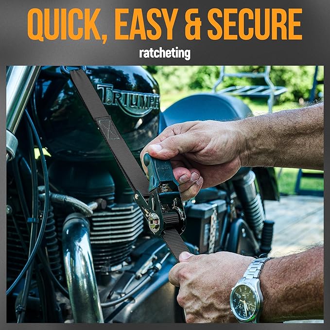 FORTEM Ratchet Straps, Tie Down Strap Set 2300lb Break Strength, 4 Pack 15ft x 1in, 4 Soft Loops, Moving Straps Tie Downs, Cargo Cam Buckles for Trucks, Carry Bag, for Men