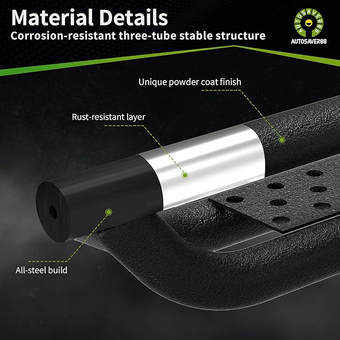 6 Inch Running Boards Compatible with 2019-2025 Dodge Ram 1500 New Body Quad Cab/Extended Cab, Two-Stair Side Step Rail Drop Nerf Bars (Exclude Ram 1500 Classic)