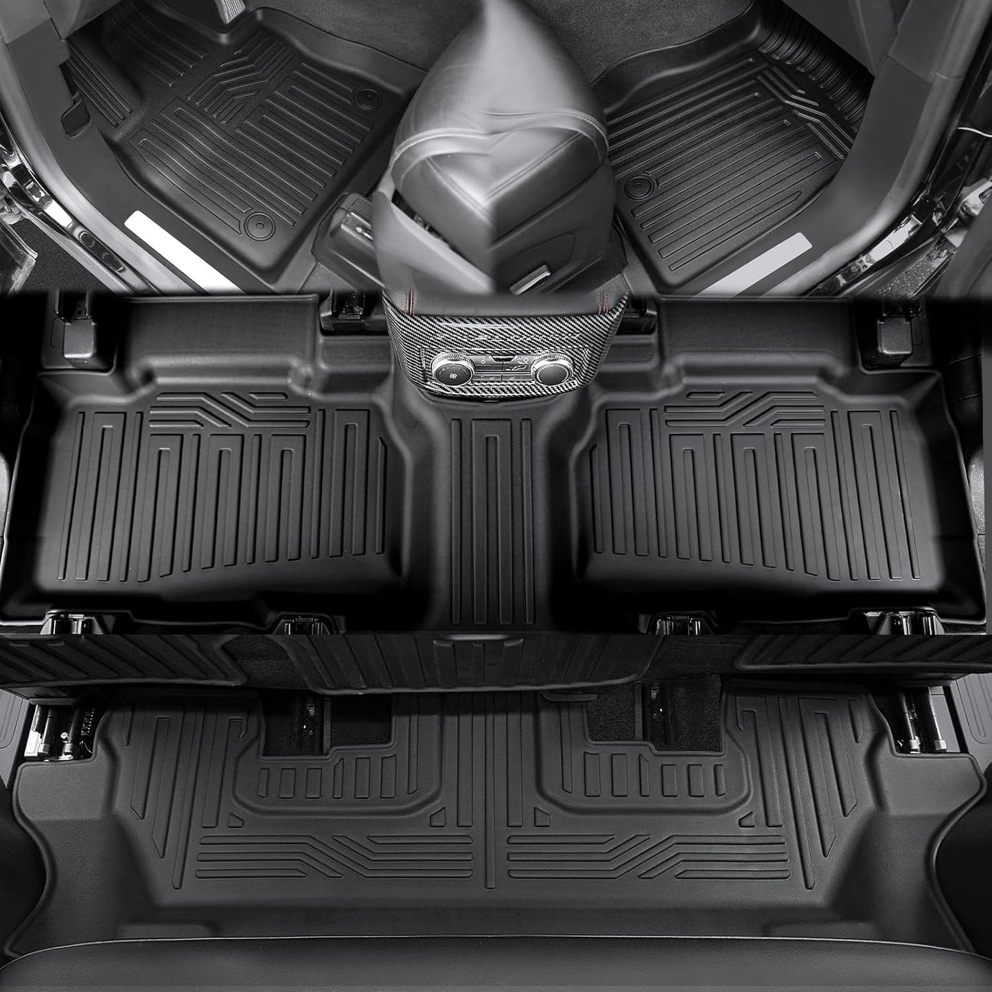 Floor Mats for 2020-2024 2025 Ford Explorer (7-seat), All Weather TPE Floor Mat Cargo Liner with Backrest Mat for Explorer ST/XLT Accessories