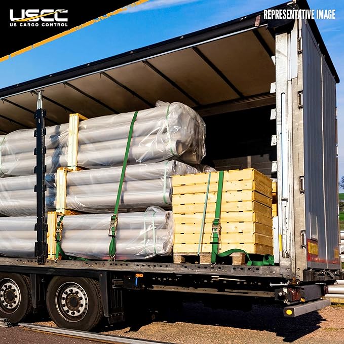 US Cargo Control J Hook Ratchet Straps 2 Inch x 18 Foot (4-Pack), 10,000 LBS Break Strength, 2 Inch Ratchet Straps with Double J-Hooks, Heavy Duty Green Tie Downs for Trucks, Trailers, Securing Cargo