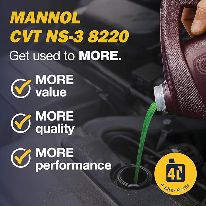 Mannol NS-3 Synthetic CVT Transmission Fluid, 4L Bottle, Ensures Smooth Gear Shifts, Reduces Wear and Tear, Provides Cold Weather Protection