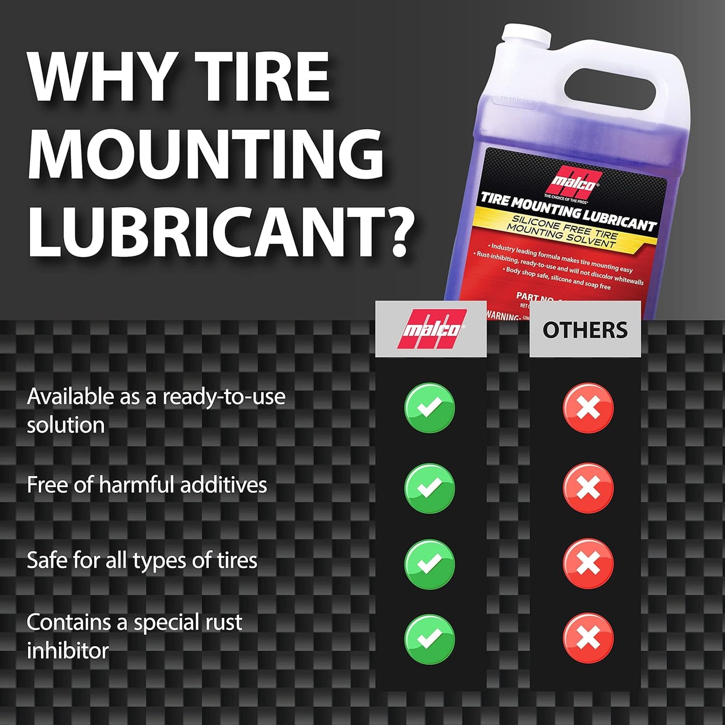 Malco Tire Mounting & Demounting Lubricant with Applicator - Automotive, Truck, Farm & Heavy-Duty Construction Tires/Improved Bead Seal/Rust Protection/Silicone & Soap Free / 1 Gal (102401)