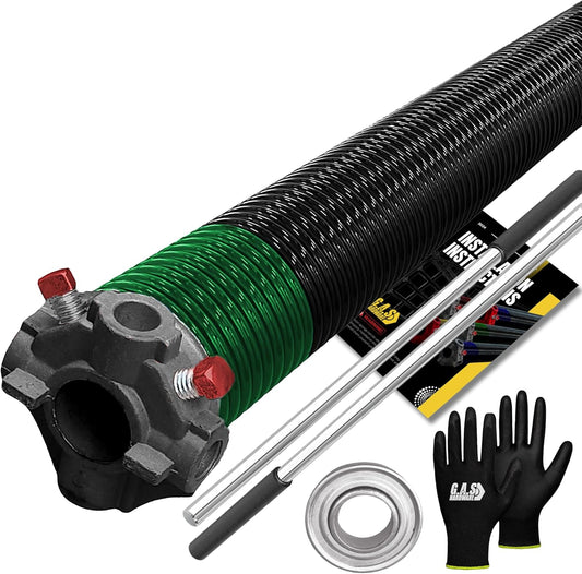 Garage Door Torsion Spring 243x2x32 Torsion Spring for Right Side of Garage Door with 1" Steel Bearing, Gloves, and Winding Bars Precision E-Coating 5-Year Warranty Minimum 30,000 Cycles (Black Cone)