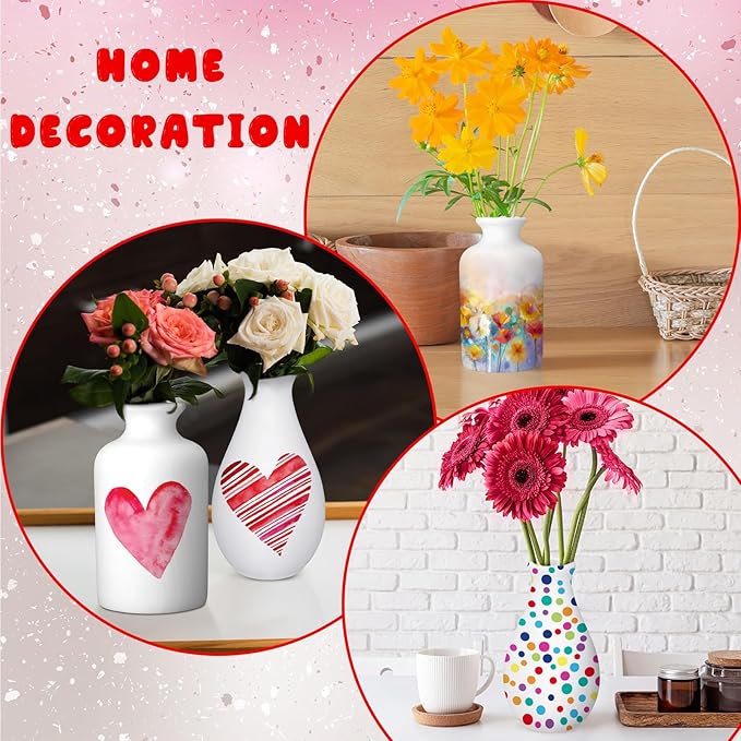 Singhoow 4 Set Paint Your Own Porcelain Paint Vase Art Project White Ceramic Painting Kit for Adults Porcelain Vase Decorating Kit with Christmas Holiday Supplies DIY(Charming)