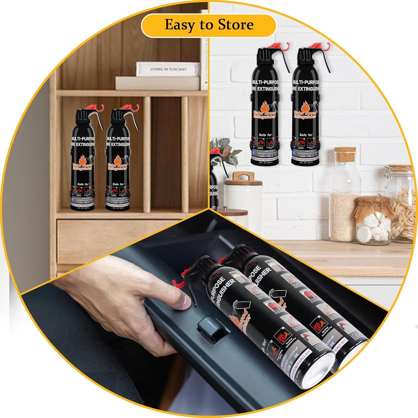 Fire Extinguishers for Home, 1 Pack Vehicle Fire Extinguisher with Mount, Portable Fire Extinguisher Effective on A, B, C, K Fires, Water-Based Extinguisher for Car Boat Office Truck Kitchen Garage RV