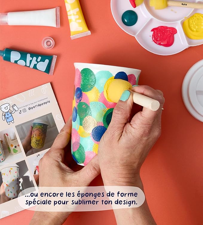 Pott’d Paintables Paint-a-Travel Mug Kit, DIY Pottery Painting Kit for Adults with Travel Mug, Paints, Brushes, Sponges, Palette and Guide, Craft Kit for Adults, Ideal for Personalised Gifts