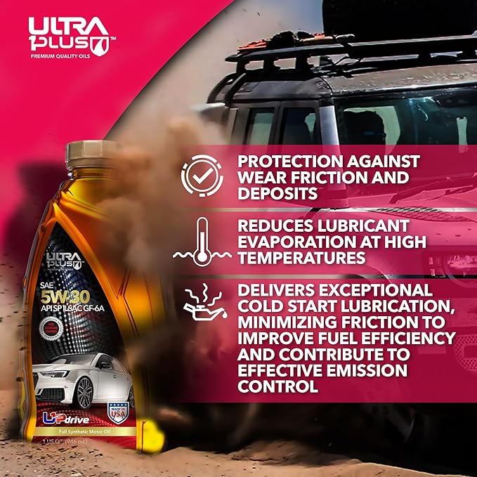 Ultra 1Plus SAE 5W-30 Full Synthetic Motor Oil API SP ILSAC GF-6A - 5W30 motor oil, 5 QTS Jug