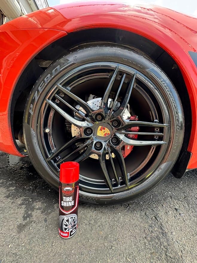 Tire Shine Spray – Long-Lasting, Hydrophobic, Non-Greasy Tire Dressing – Deep Wet Look – Safe for Cars, Trucks, Motorcycles, RVs – 18.6 fl oz
