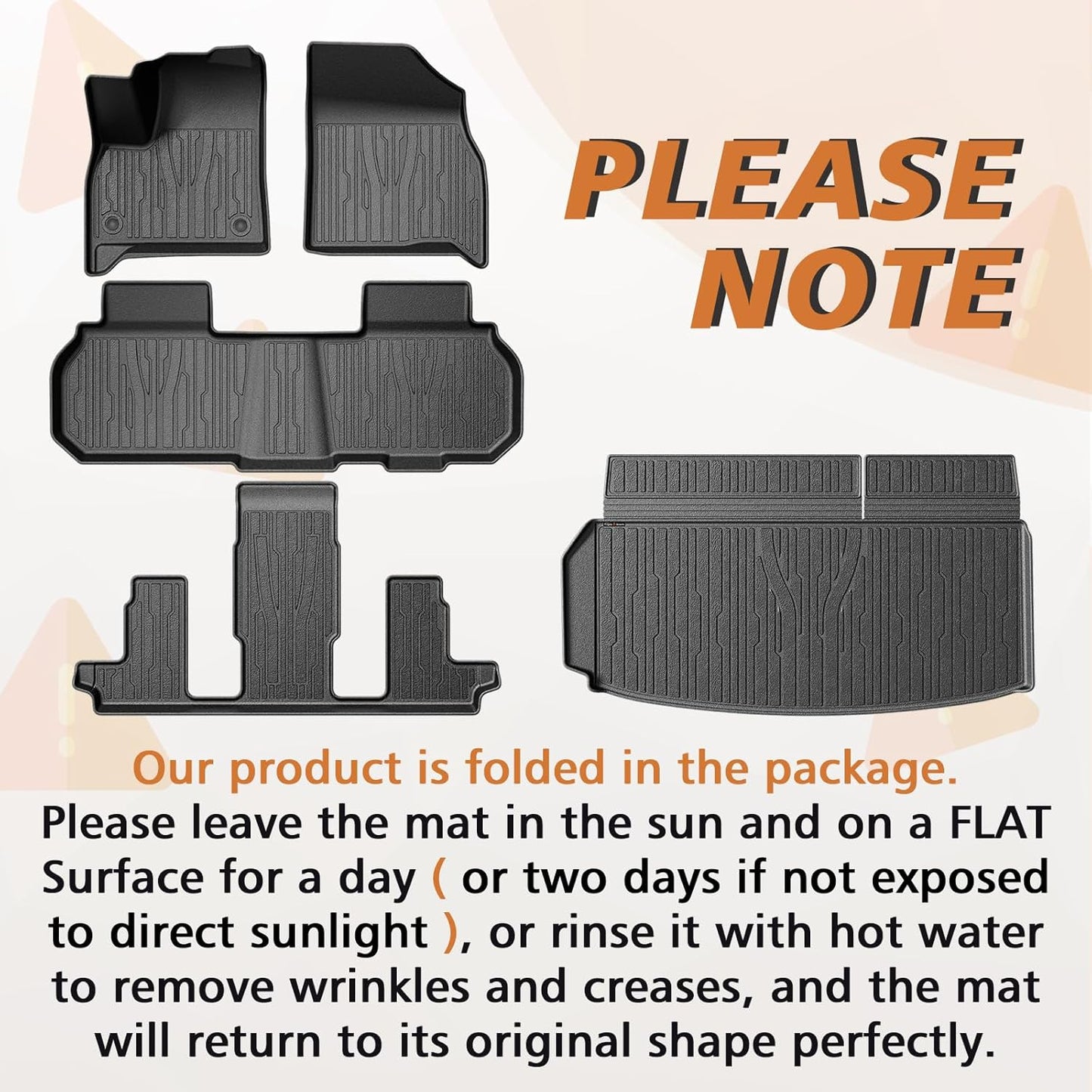 TripleAliners Floor Mats&Trunk Mat All Weather Car Liners Compatible with 2024+GMC Acadia/Chevy Traverse&2025 Buick Enclave Accessories TPE Custom Fit Full Set Liners Protection(Floor Mats+Trunk Mat)