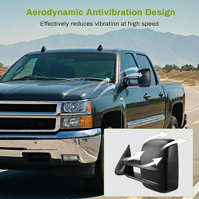 AUTOSAVER88 Towing Mirrors Compatible with 2003-2007 Chevy Silverado GMC Sierra 1500 2500 HD 3500, Power Heated Side View Tow Mirrors for Tahoe Suburban Avalanche Yukon with Arrow Turn Signal Light