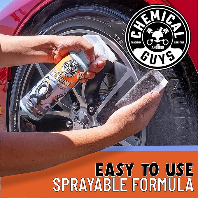 Chemical Guys Tire Kicker Sprayable Extra Glossy Tire Shine - Dry-to-the-Touch Dressing for Rubber, Vinyl, and Plastic, Restores Deep Black Shine, Safe for Cars, Trucks, RVs, and Motorcycles - 128 oz
