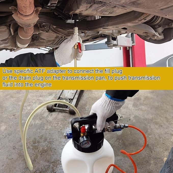 YSTOOL 10L Pneumatic Fluid Extractor Dispenser Set ATF Refill Tool Kit for Changing Oil in Engine Transmission Differential Transfer Case Gear Gearbox Power Steering Coolant with Pump, Blue Case