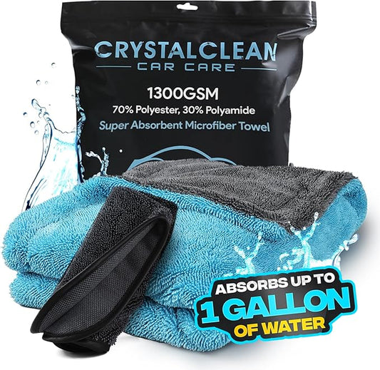 Quick & Effortless XL (36x24) Car Drying Towel with Double Twisted Loop - 1300GSM Super Absorbent Microfiber Towel Perfect for Large Vehicles, The Ultimate One-Pass Shine Zero Streaks, Zero Spots