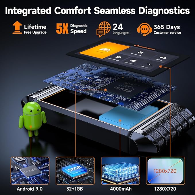 FOXWELL OBD2 Scanner Diagnostic Tool NT726, All System Bidirectional Scan Tool, Code Reader for Cars and Trucks with 12 Resets, ABS Bleeding/Oil/EPB/SAS/D-PF/TPMS/Injector Coding/Throttle/BMS..., FCA