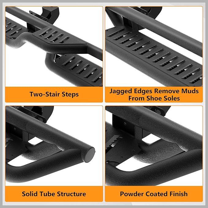 Running Boards Fit for Wrangler JL JL JLU Unlimited 2018-2026,Two-Stairs 5 Inches Width Off-Road Side Steps 4 Doors Heavy-Duty Nerf Bars Steel Rock Sliders Rail Slip-Proof Step Bars
