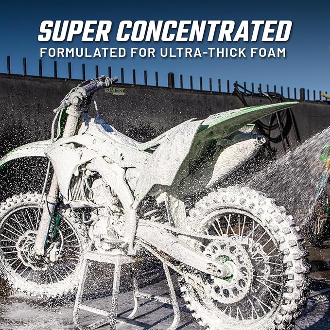 Slick Products Total Off-Road Wash Super Concentrate – Thick Foaming Car Wash Soap with Hybrid-Ceramic Formula for Dirt Bikes ATV UTV Trucks Jeeps and More – Foam Cannon Ready – 32 oz