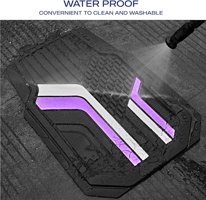 Skechers Heavy Duty Rubber Car Floor Mats,Dual Color Design Floor Mats,All Weather Car Mats,Waterproof Trim to Fit Universal Floor Car Accessories,Automotive Floor Mats for Cars Trucks Suvs,Purple
