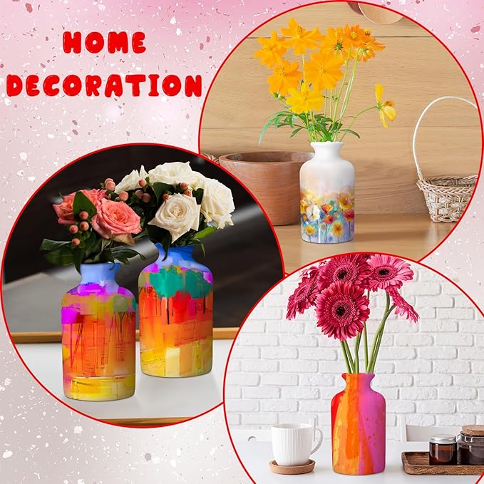 4 Set Paint Your Own Porcelain Paint Vase Art Project White Ceramic Painting Kit for Adults Porcelain Vase Decorating Kit with Christmas Holiday Supplies DIY(Classic)