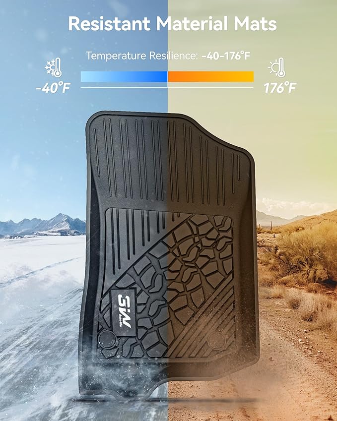 3W Floor Mats Compatible for Jeep Wrangler JL 2018-2024 2025 Unlimited 4-Door Gas/MHEV Type(Non JK or 4XE) All-Weather TPE Floor Liner for 1st and 2nd Row Full Set Car Mats, Black