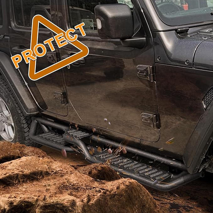 Running Boards Fit for Wrangler JL JL JLU Unlimited 2018-2026,Two-Stairs 5 Inches Width Off-Road Side Steps 4 Doors Heavy-Duty Nerf Bars Steel Rock Sliders Rail Slip-Proof Step Bars
