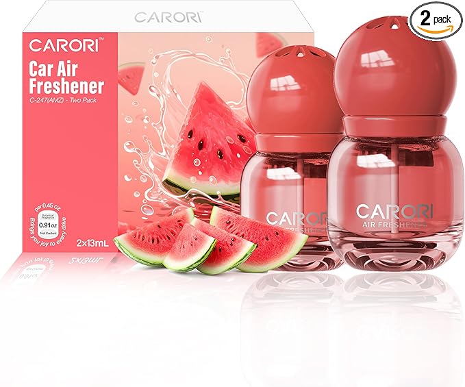 Car Air Freshener Vent Clip, Car Fresheners Long Lasting Scent (13ml x 2 Pack), Up to 180 Days, Air Freshener Deodorizer Odor Eliminator for Auto - Watermelon Candy Scented