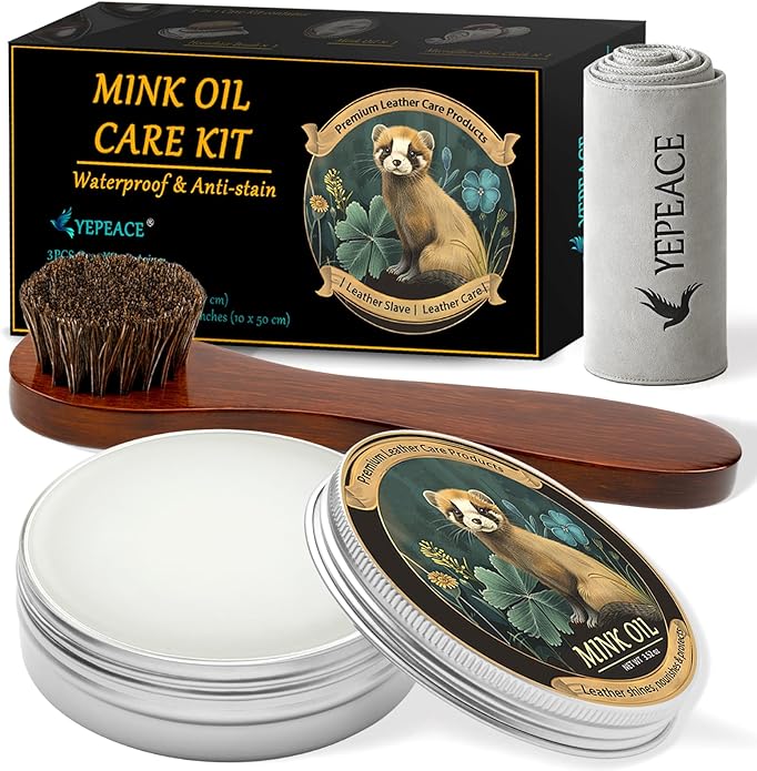 Mink Oil for Leather Boots, Leather Cleaner and Conditioner 3.53oz, All-Natural and Waterproof