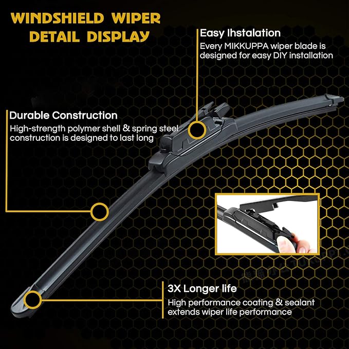 MIKKUPPA 22"+22" Wiper Wipers, Replacement for 2006-2011 Audi A6, 2005-2011 A6 Quattro, 2005-2011 C6, 2007-2011 S6, All Season Wiper Blades, Pack of 2