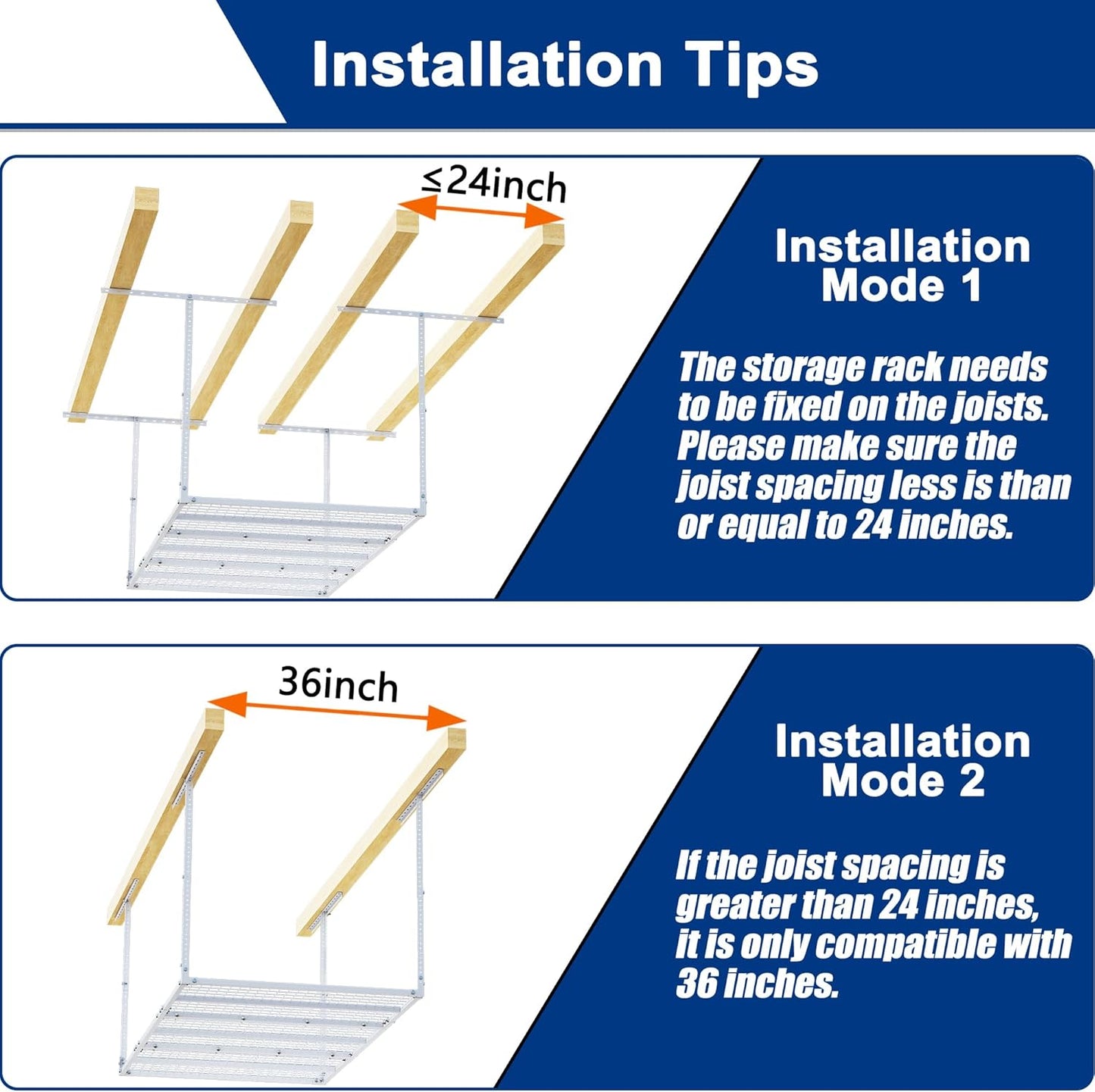 GIOTORENT 3x6FT Heavy Duty Overhead Garage Storage Rack - Adjustable Ceiling Shelving with 520lbs Weight Capacity, Metal Garage Organization System, White