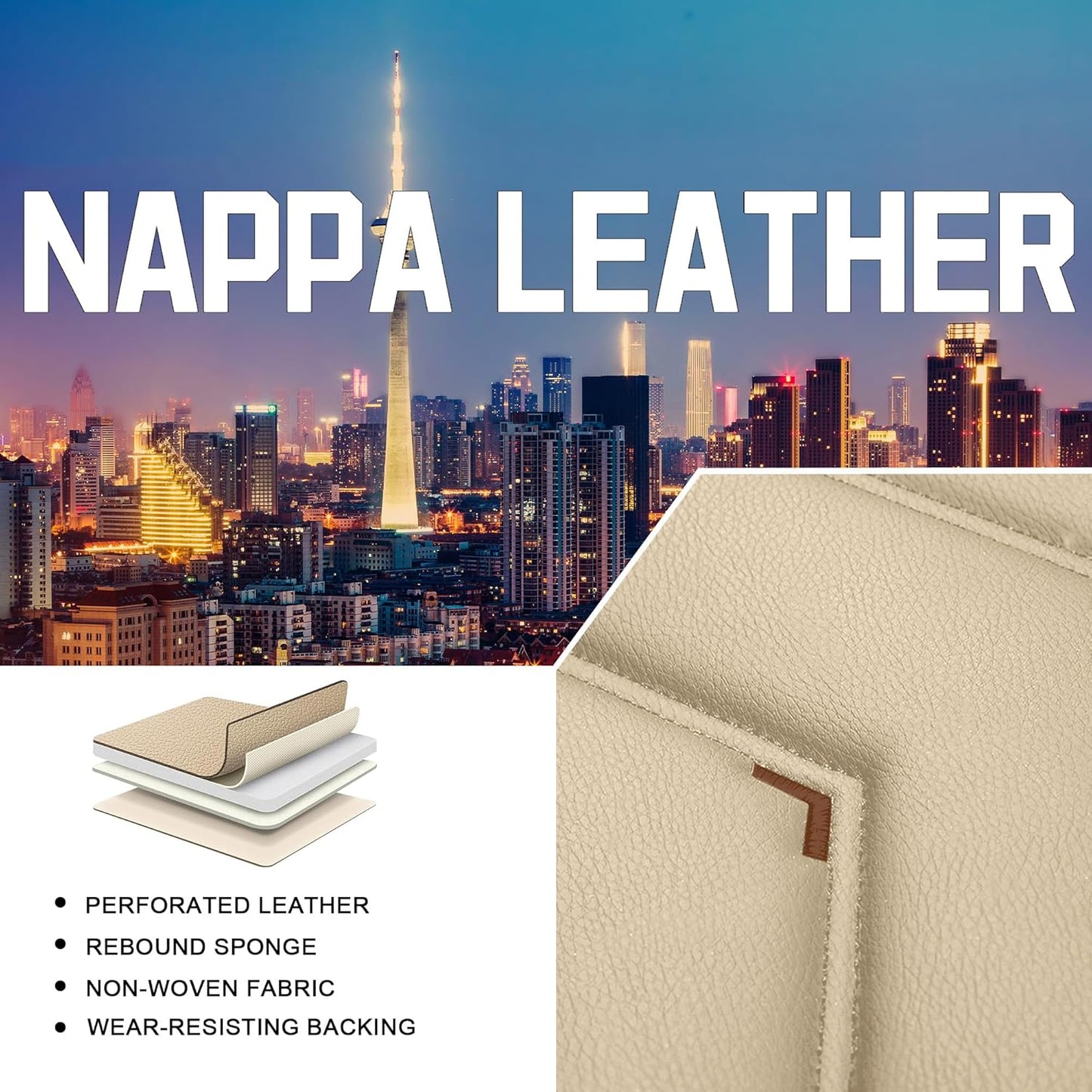 Car Seat Covers for Chrysler Pacifica 2004-2025, Stylish Sport Seat Cover, Premium Nappa Leather Car Seat Cover. Automobile Seat Covers Sets.(Luxury 2 Seats/Beige)