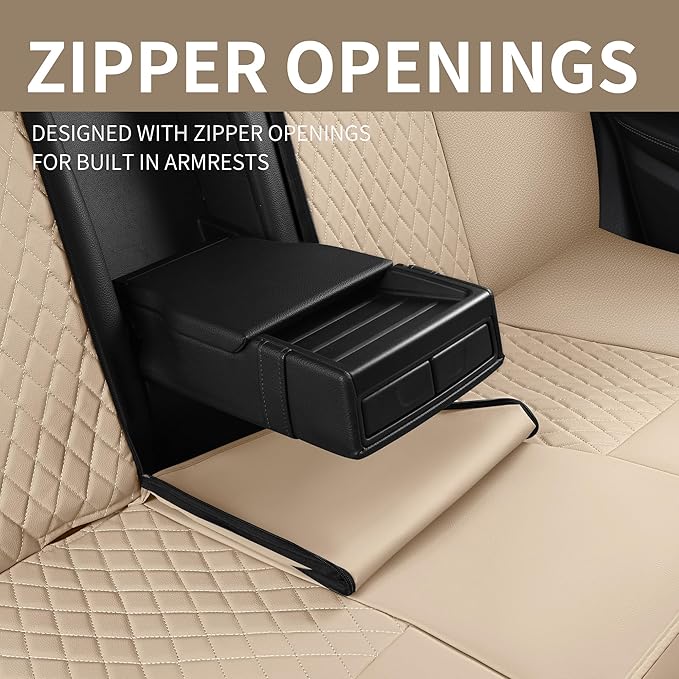 Seat Covers for Cars,Breathable and Waterproof Car Seat Covers,Premium Automotive Airbag Compatible Universal Fit for Cars Sedans SUVs Vans and Trucks(Full Seat,Beige,N1)