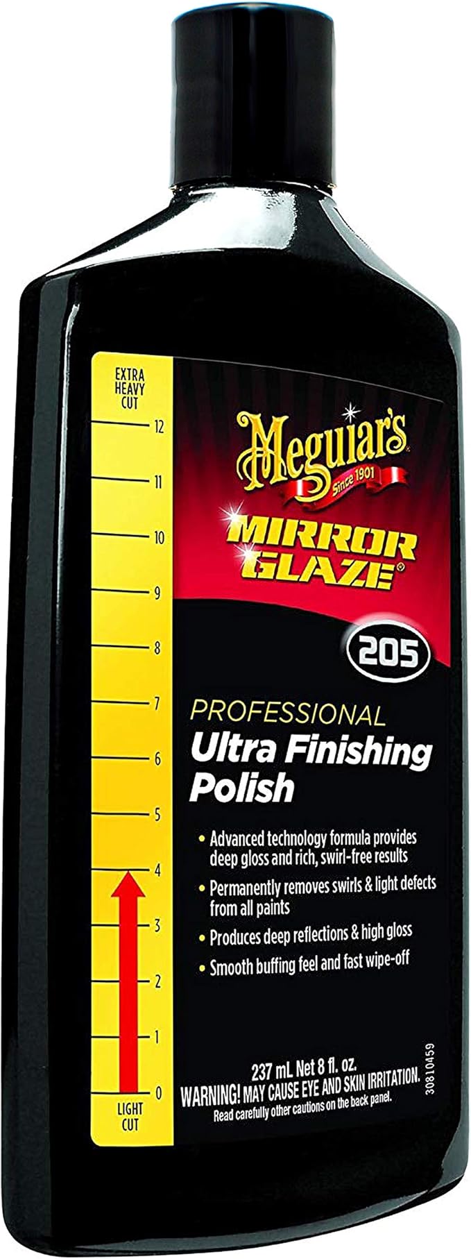 Meguiar's M205 Mirror Glaze Ultra Finishing Polish, Easy-to-Use Formula for Impeccable Shine, Multiple Ways to Apply Mirror Glaze, Removes Defects and Swirls for a High Gloss, 8 Oz Container
