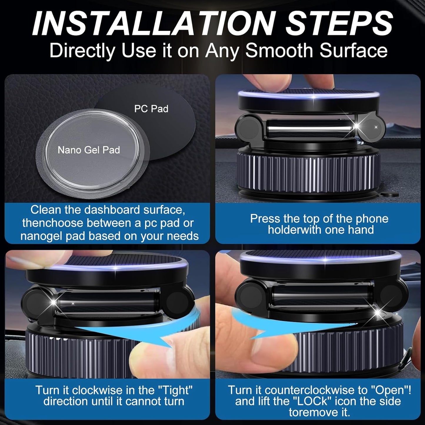 Magnetic Phone Charging Holder for Car - Upgraded 360° Vacuum Magnetic Phone Holder, Foldable Retractable Suction Cup Car Phone Mount for Magsafe for Your Car/Gym/Mirror Mount for iPhone & Android